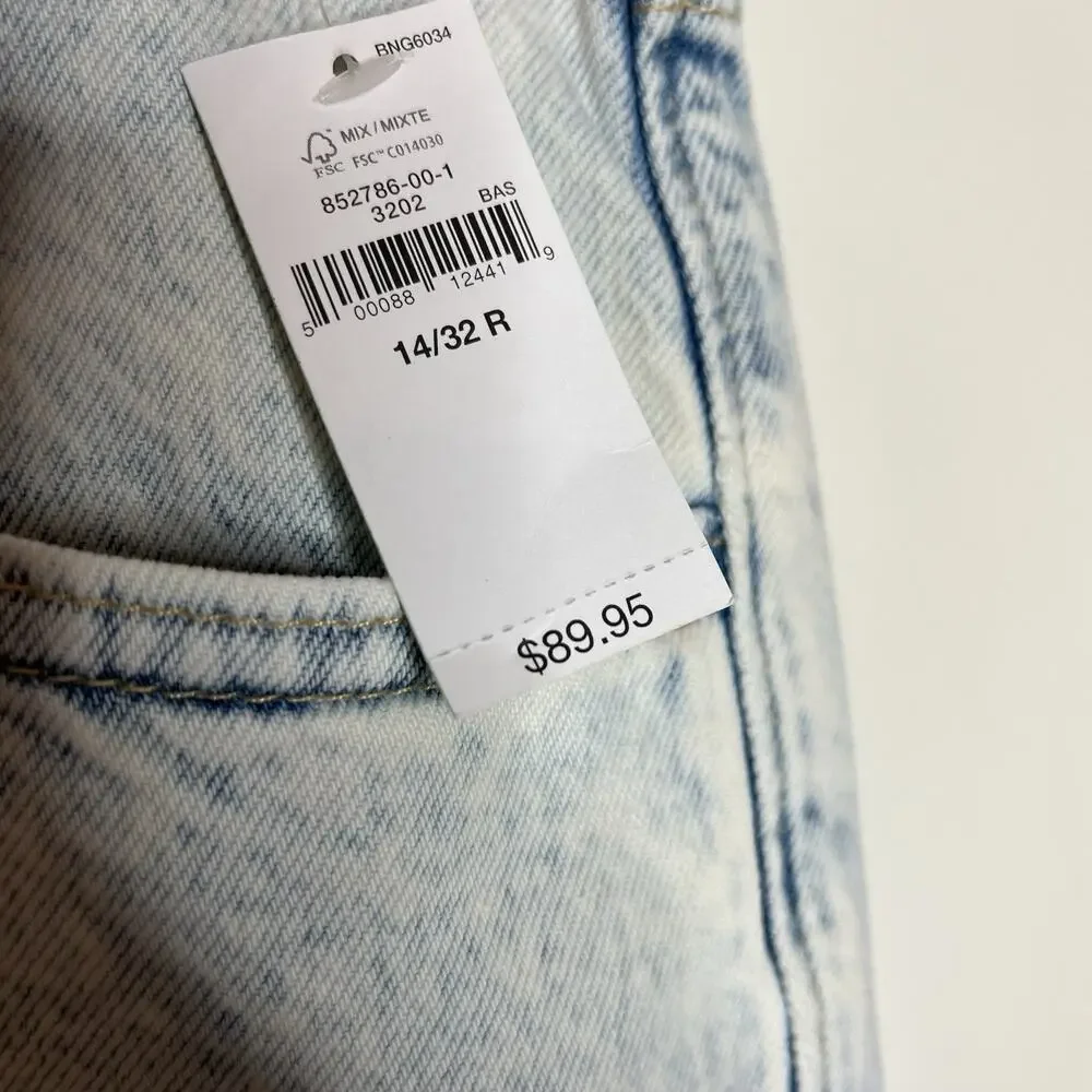 Gap Low Stride Wide Leg Jeans Womens 14 Acid Wash Y2K Skater Loose Baggy - Picture 2 of 6